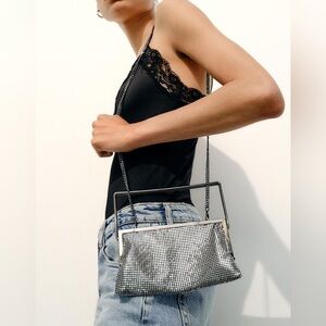 Zara Metal Mesh Silver Crossbody Bag
